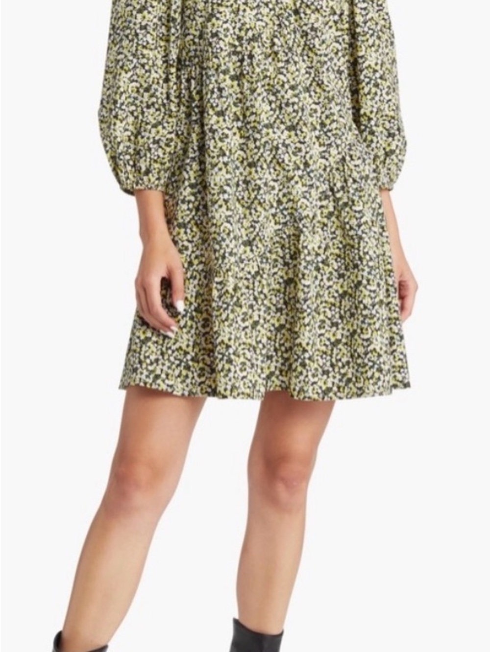 Rails Yellow Multi Floral Puff-Sleeve Mini Dress